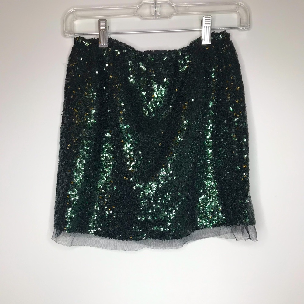Lucy Paris Green Sequins Mini Skirt